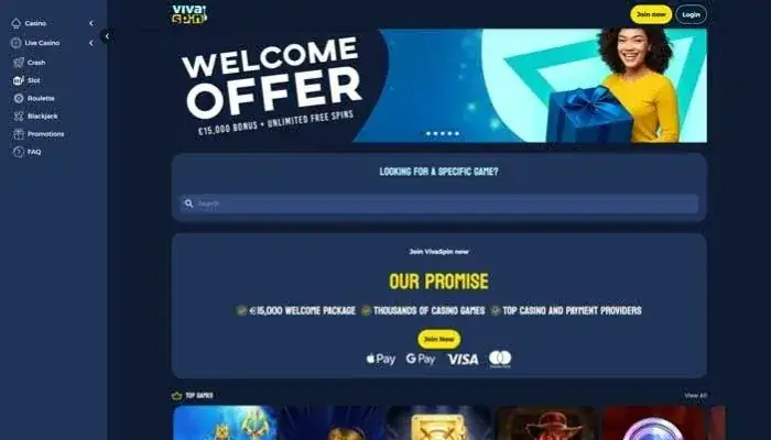 Oferta powitalna kasyna VivaSpin z darmowymi spinami