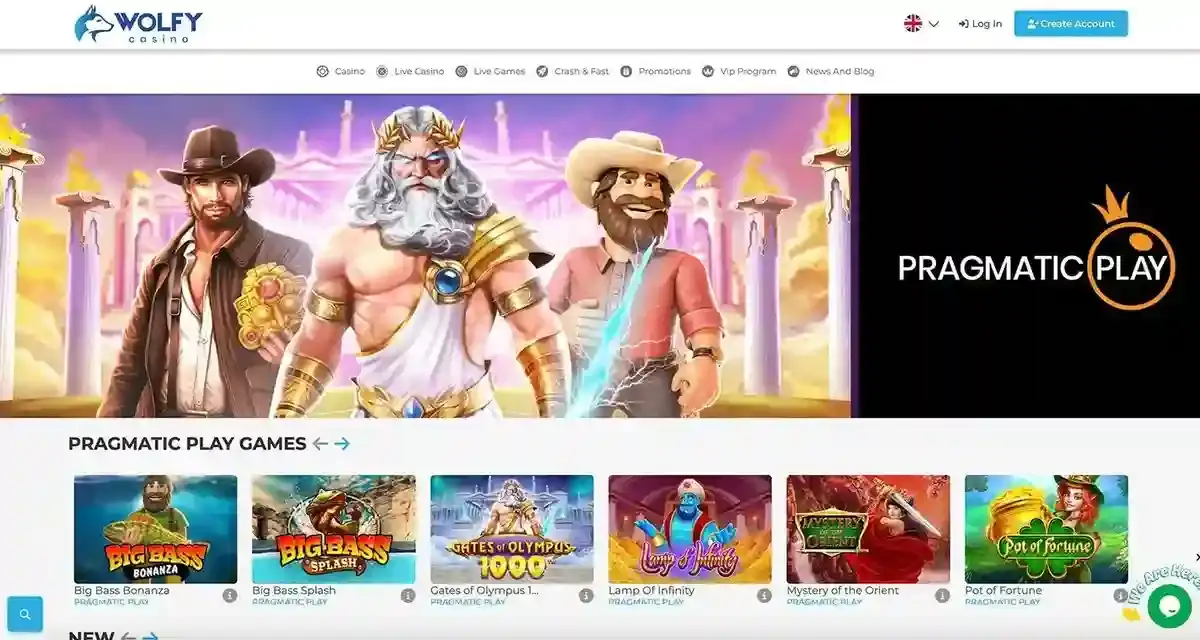 Lobby kasyna Wolfy Casino z grami Pragmatic Play